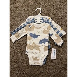 Carter's Baby Boys Set of 4 Pack of Long Sleeve One Piece Bodysuits‎ Size 3 mos.